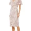 Mac Duggal Cocktail - 67909D Bell Sleeve Floral Midi Dress