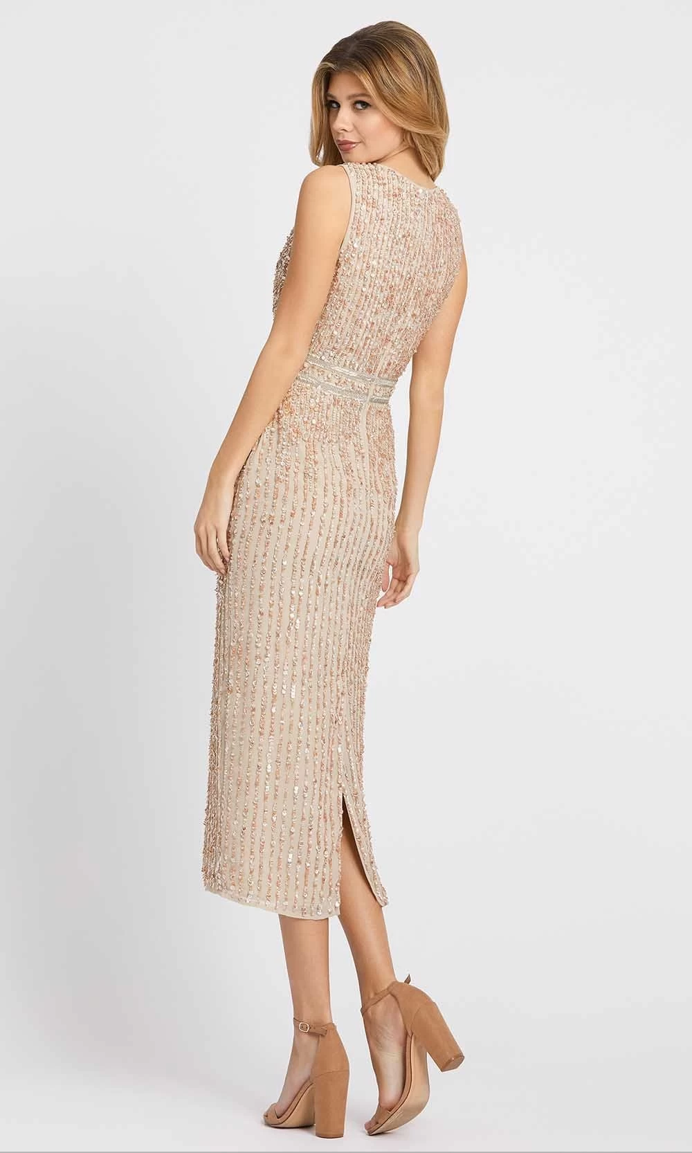 Mac Duggal Evening - 10509D Embellished Scoop Neck Tea Length Dress - Image 2