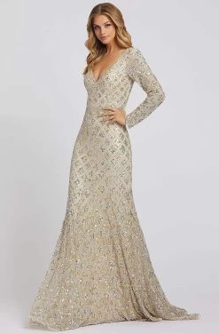 Mac Duggal Evening - 5021D Sequin Embellished Long Sleeves Gown