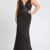 Mac Duggal Fabulouss - 48895F Crystal Beaded Deep V-neck Trumpet Dress