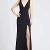 Mac Duggal Flash - 12336L Deep V-neck Sheath Dress With Train