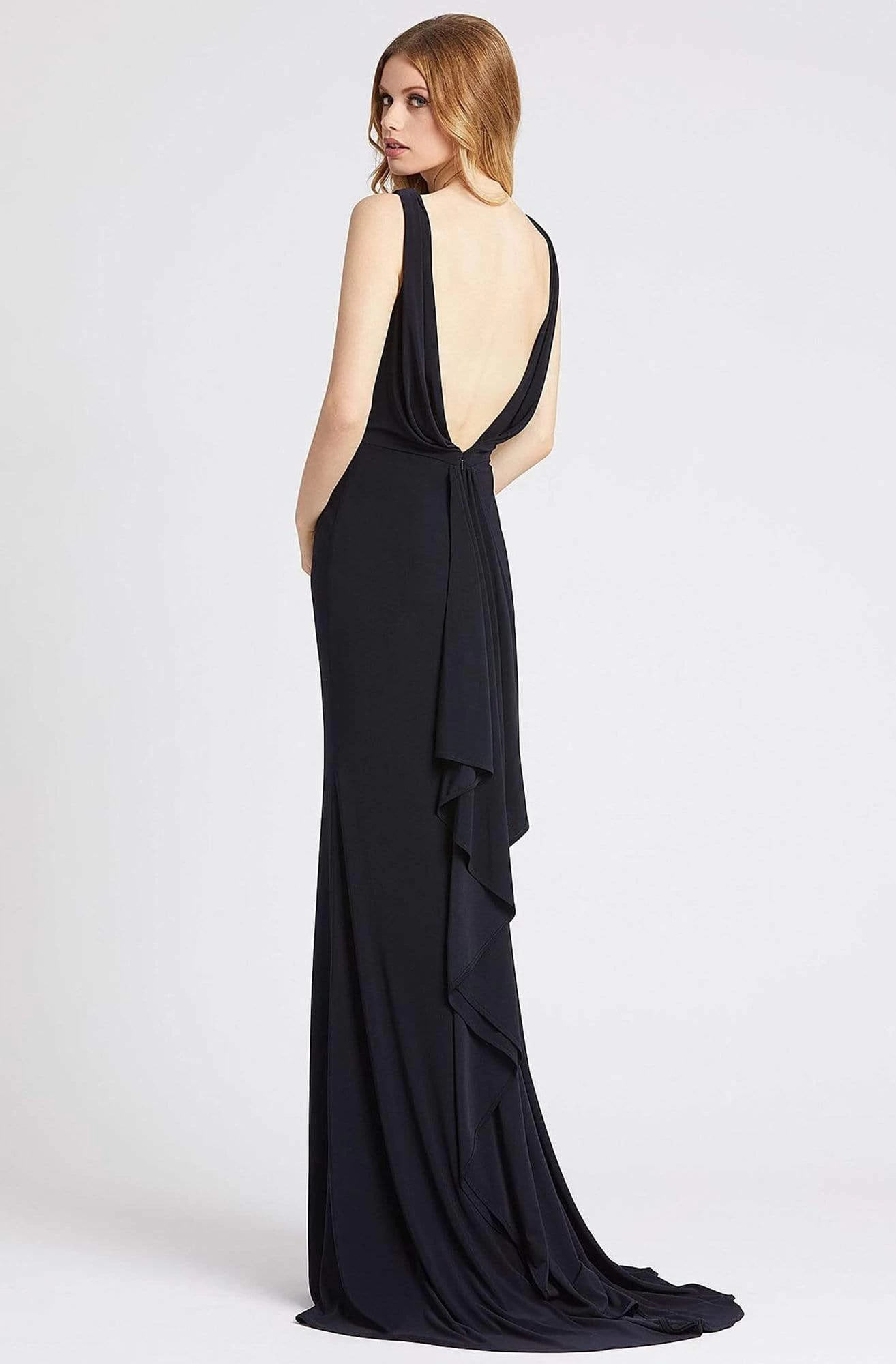 Mac Duggal Flash - 12336L Deep V-neck Sheath Dress With Train - Image 2